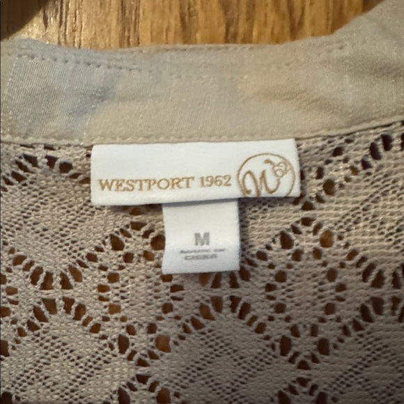 Westport Light Gray Button-Down Shirt with Lace Accents - Picture 2 of 3